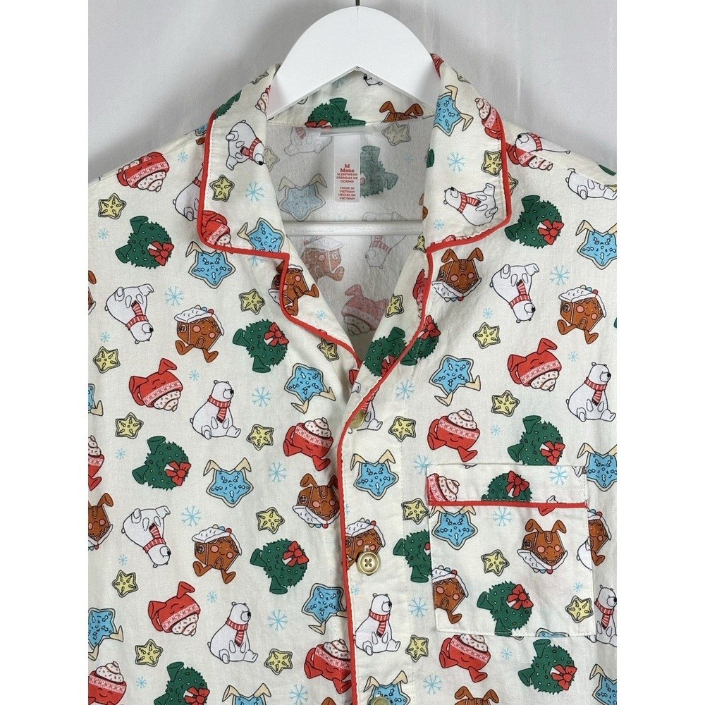 Wondershop Christmas Pajama Mens Top Size Medium Holiday Festive Button Shirt - Picture 5 of 12